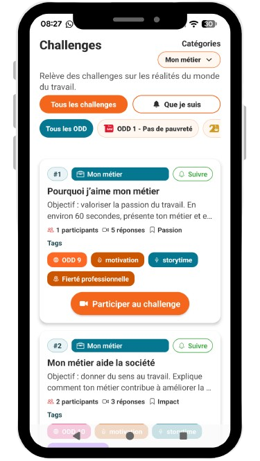 Défis PX dans un mockup smartphone